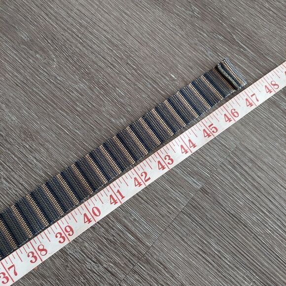 Orvis Nylon Adjustable Web Belt Tan Gray Striped Size 34 - Picture 5 of 6